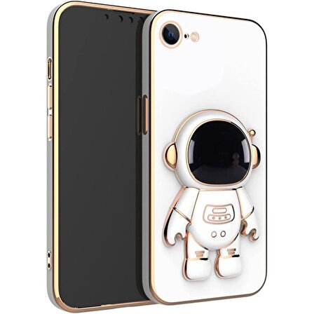 Smcase Apple iPhone SE 2020 Kılıf Standlı Kamera Korumalı Astronot Silikon