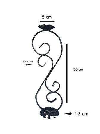 Kıvrımlı Sarmaşık Demir Döküm Ferforje Demir Şamdan Dekoratif Mumluk Paslanmaya Karşı Boya