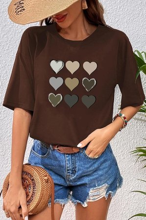 Unisex Kalp Baskılı T-shirt