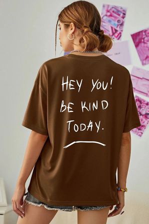 Unisex Hey You Baskılı T-shirt