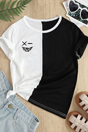 Uyguntarz Çocuk Cartoon Face Pamuklu Tshirt