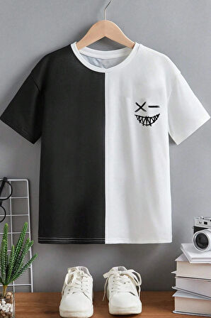 Uyguntarz Çocuk Cartoon Face Pamuklu Tshirt