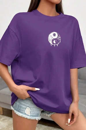 Unisex Yin & Yang Baskılı T-shirt