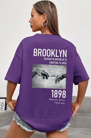 Unisex 1898 Brooklyn Baskılı T-shirt