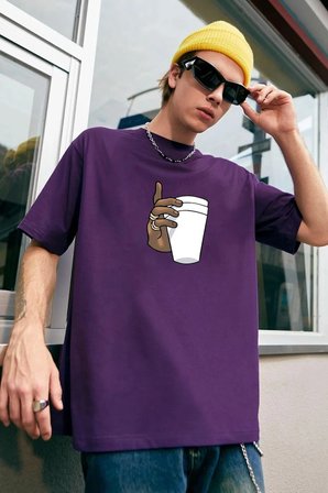 Unisex Tupac Coffee Baskılı T-shirt