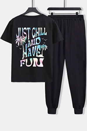 Unisex Just Chill And Have Fun Baskılı 2'li Eşofman Takımı