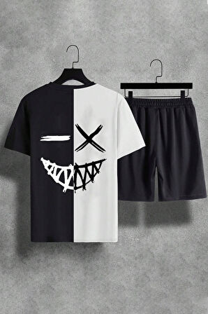 Uyguntarz Cartoon Face Baskı Şort Takım