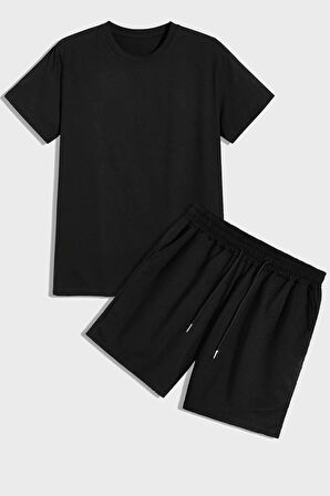 Unisex Pamuklu Penye Şort Takım