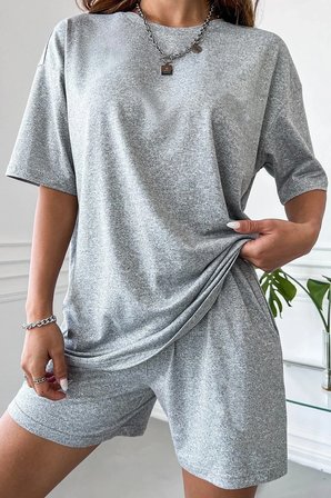 Unisex Pamuklu Penye Şort Takım