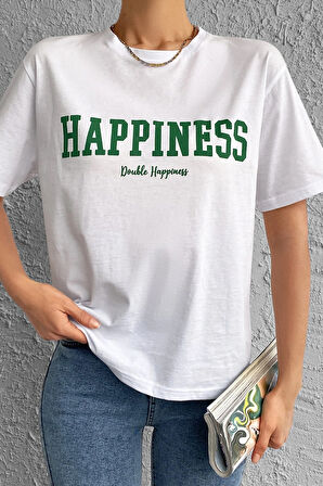 Uyguntarz Unisex Happiness Baskılı Tasarım Tshirt