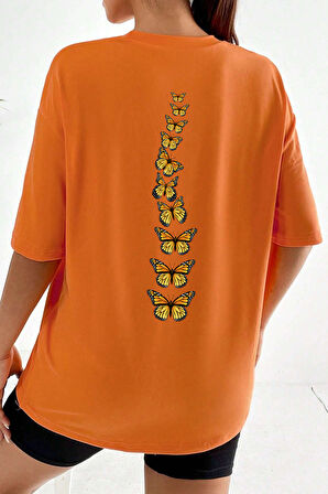Uyguntarz Unisex Sırt Kral Kelebek Baskılı T-shirt