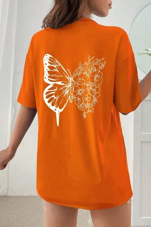 Unisex Drawing Butterflies Tasarım T-shirt