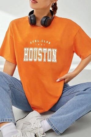Unisex Houston Baskılı T-shirt