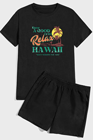 Uyguntarz Hawaii Baskı Şort Takım