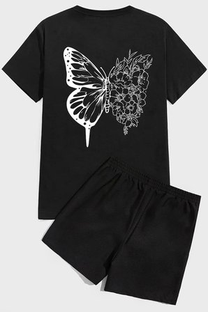 Drawing Butterflies Baskı Şort Takım