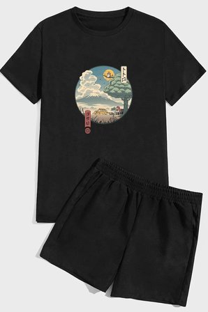 Neighbor's Ukiyo e Baskı Şort Takım