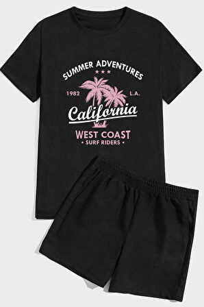 Uyguntarz California Baskılı Baskı Şort Takım