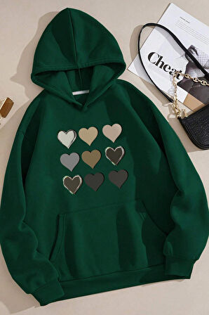Uyguntarz Unisex Oversize Kalp Baskılı Sweatshirt