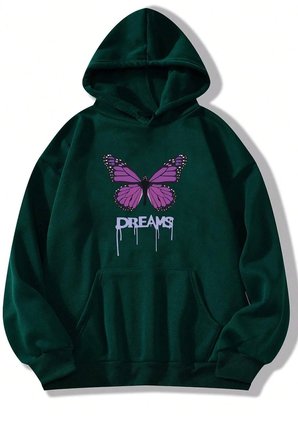 Unisex Oversize Dream Butterfly Baskılı Sweatshirt