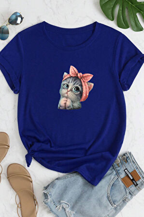 Uyguntarz Unisex Sevimli Kedi Tasarım T-shirt