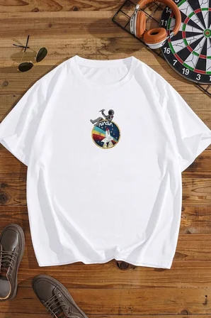 Unisex Nasa Baskılı T-shirt