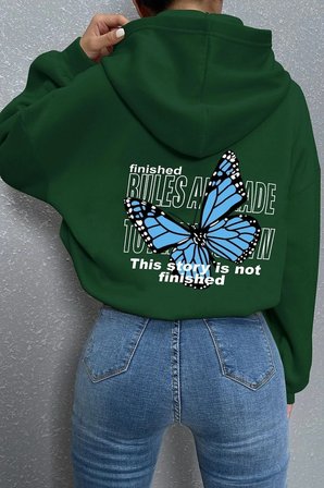 Unisex Kelebek Sırt Baskılı Sweatshirt