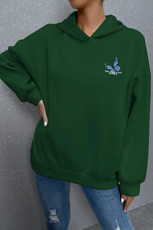 Unisex Kelebek Sırt Baskılı Sweatshirt