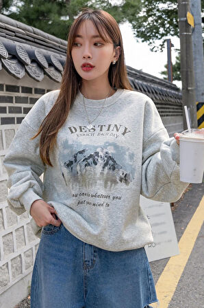 Uyguntarz Destiny Baskılı Oversize Sweatshirt