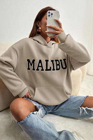 Unisex Malıbu Baskılı Oversize Sweatshirt