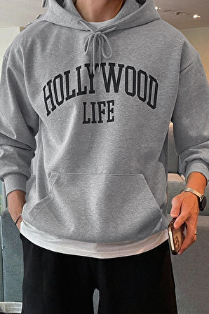 Erkek Hoolywood Life Baskılı Oversize Sweatshirt