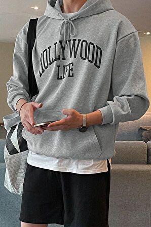 Erkek Hoolywood Life Baskılı Oversize Sweatshirt