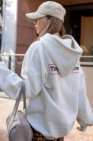 Unisex Time For Happiness Baskılı Oversize Sweatshirt