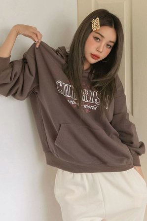 Unisex Cherish Baskılı Oversize Sweatshirt