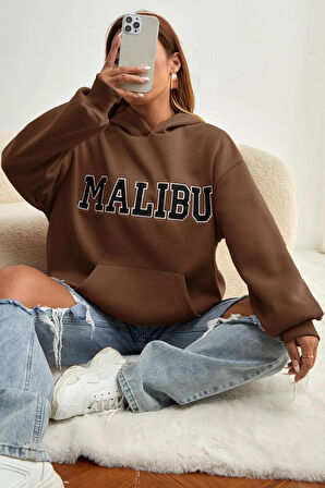 Unisex Malıbu Baskılı Oversize Sweatshirt