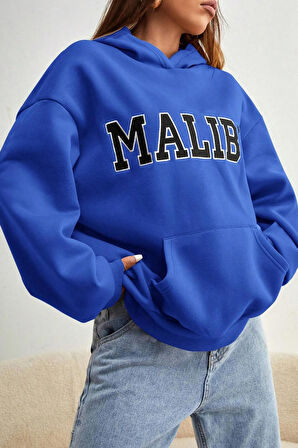 Unisex Malıbu Baskılı Oversize Sweatshirt