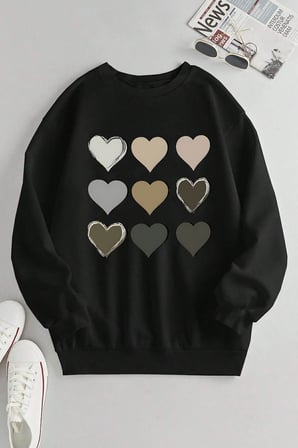 Unisex Kafadar Ayılar Baskılı Bisiklet Yaka Sweatshirt