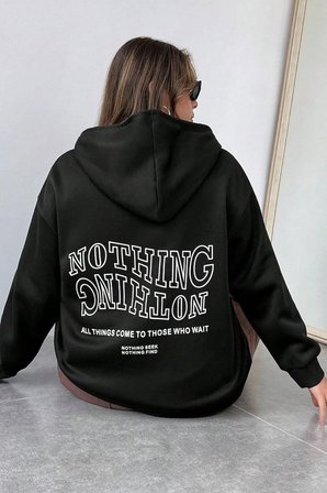 Unisex Nothing Baskılı Sweatshirt
