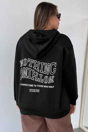Unisex Nothing Baskılı Sweatshirt