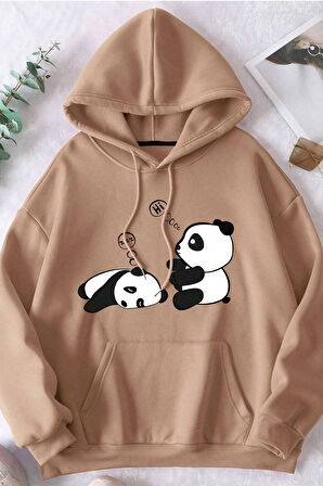 Unisex Panda Baskılı Oversize Sweatshirt