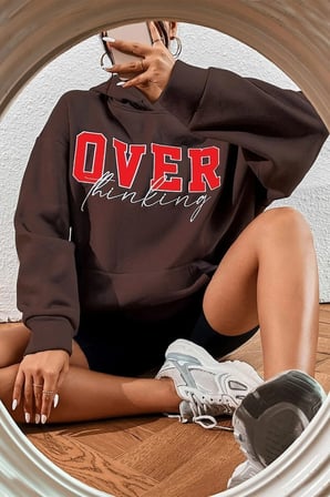 Unisex Over Thinking Baskılı Sweatshirt