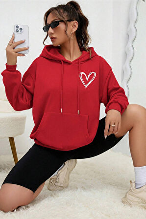 Uyguntarz Unisex Heart Baskılı Oversize Sweatshirt