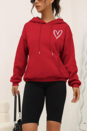 Uyguntarz Unisex Heart Baskılı Oversize Sweatshirt