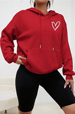 Uyguntarz Unisex Heart Baskılı Oversize Sweatshirt