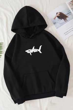 Unisex Shark Baskılı Oversize Sweatshirt