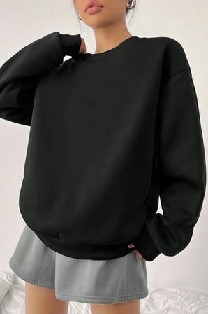 Unisex Sevimli Kedi Baskılı Bisiklet Yaka Sweatshirt