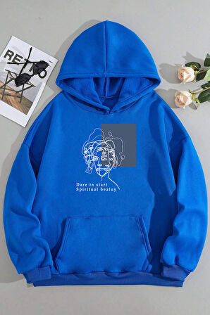 Uyguntarz Unisex Minimal line drawing Baskılı Sweatshirt