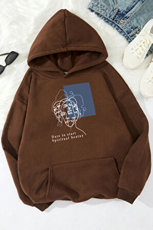 Uyguntarz Unisex Minimal line drawing Baskılı Sweatshirt