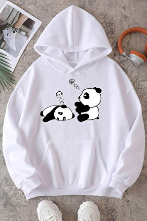 Uyguntarz Unisex Panda Baskılı Oversize Sweatshirt