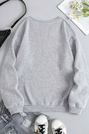 Uyguntarz Unisex Uykucu Panda Baskılı Bisiklet Yaka Sweatshirt
