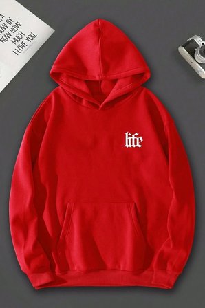 Unisex Oversize Life Baskılı Sweatshirt